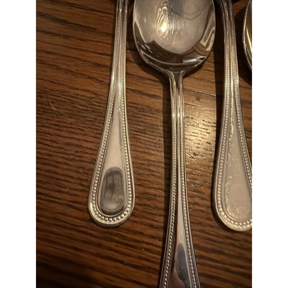 10 Soup Spoons CONTINENTAL BEAD Wallace 18/10 Stainless Replacements Tablespoon